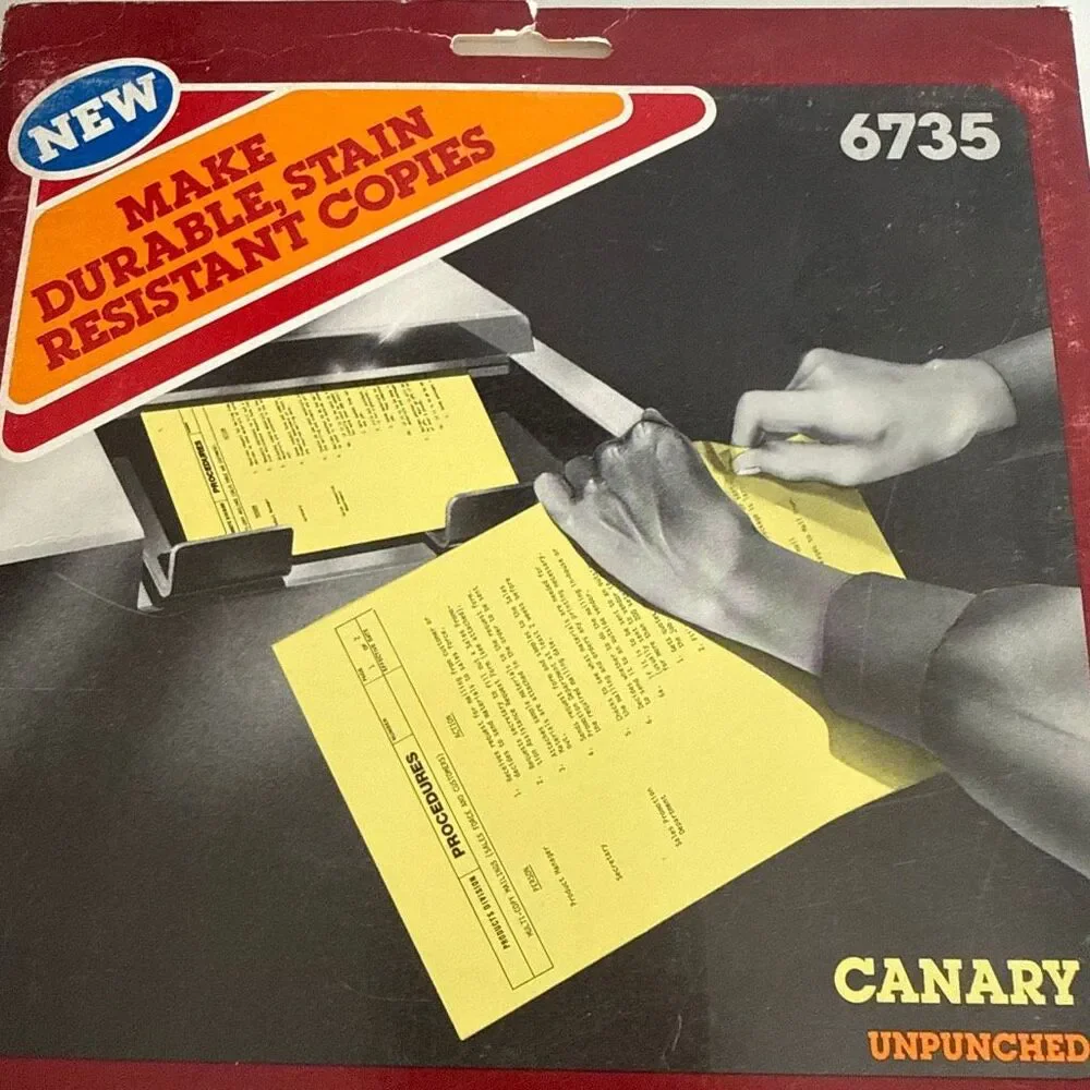 Vintage Avery 6735 Non-Tear Copier Sheets Canary Yellow Unpunched